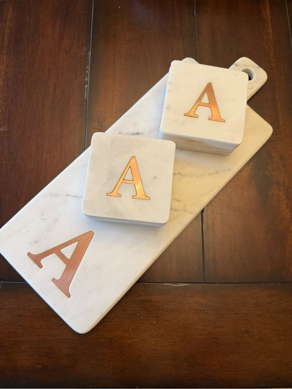Copper “A” monogram charcuterie board